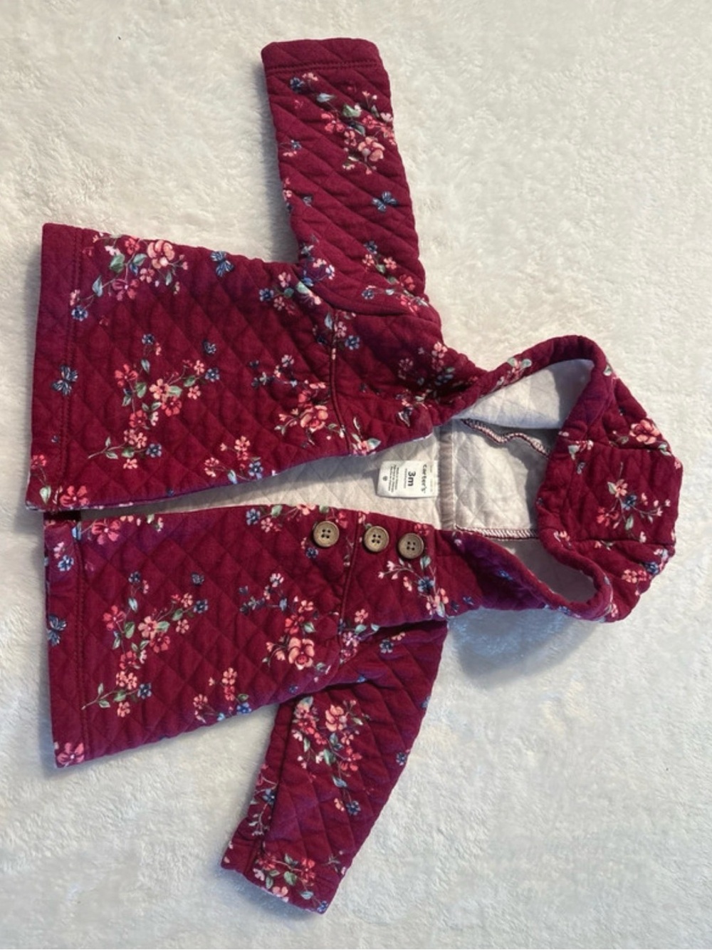 Quilted Floral Hooded Jacket for Kids - Berry Pink